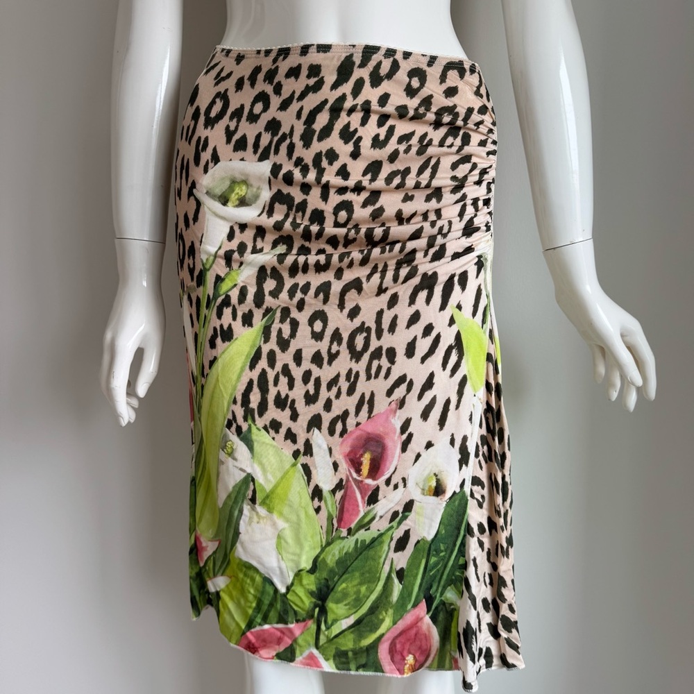 Floral and leopard asymmetrical vintage blugirl Blumarine skirt